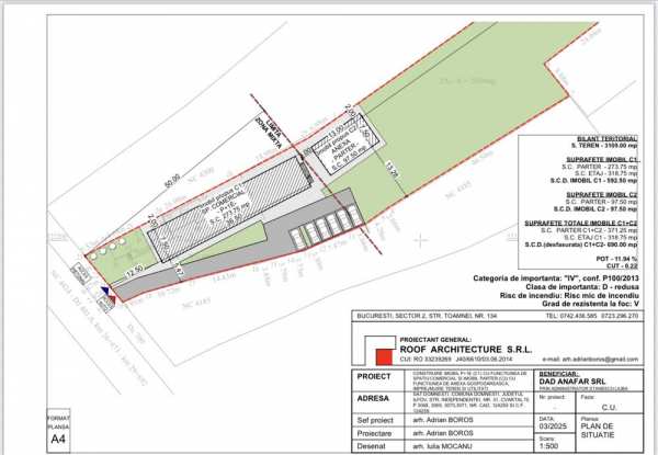 Vand & inchiriez spatiu comercial 580mp + 100 mp depozit,teren 3100mp