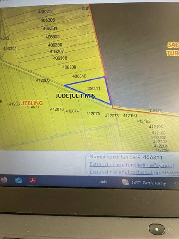 Teren Liebling Extravilan,4.646 HA, acte la zi,Cadastru-Intabulare