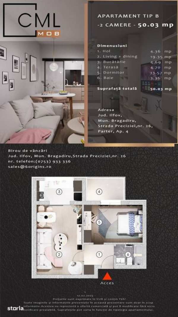 Apartament 2 camere / mobilat complet / incalzire in pardoseala