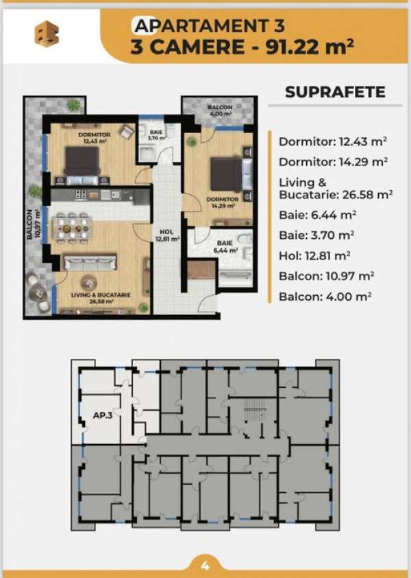 Vand apartament 3 camere Calea Severinului