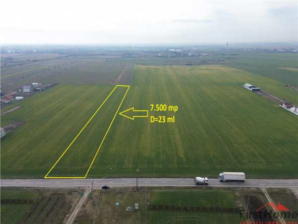 Teren intravilan 7.500 mp, d=23 ml, strada principala,zona onasis
