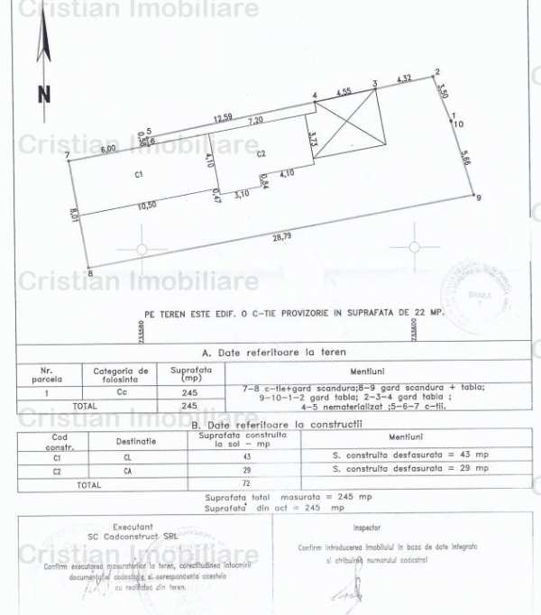 Casa 2 camere teren 245 mp deschidere 9 m la strada  brailita